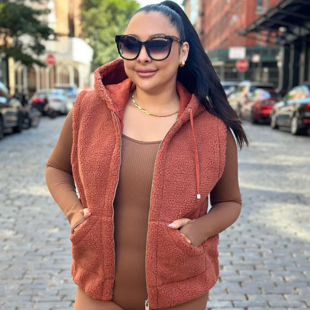 Sleeveless Hooded Sherpa Vest