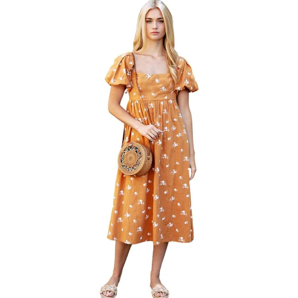 Endless Blu Wildflower Puff Sleeve Midi - Image 2