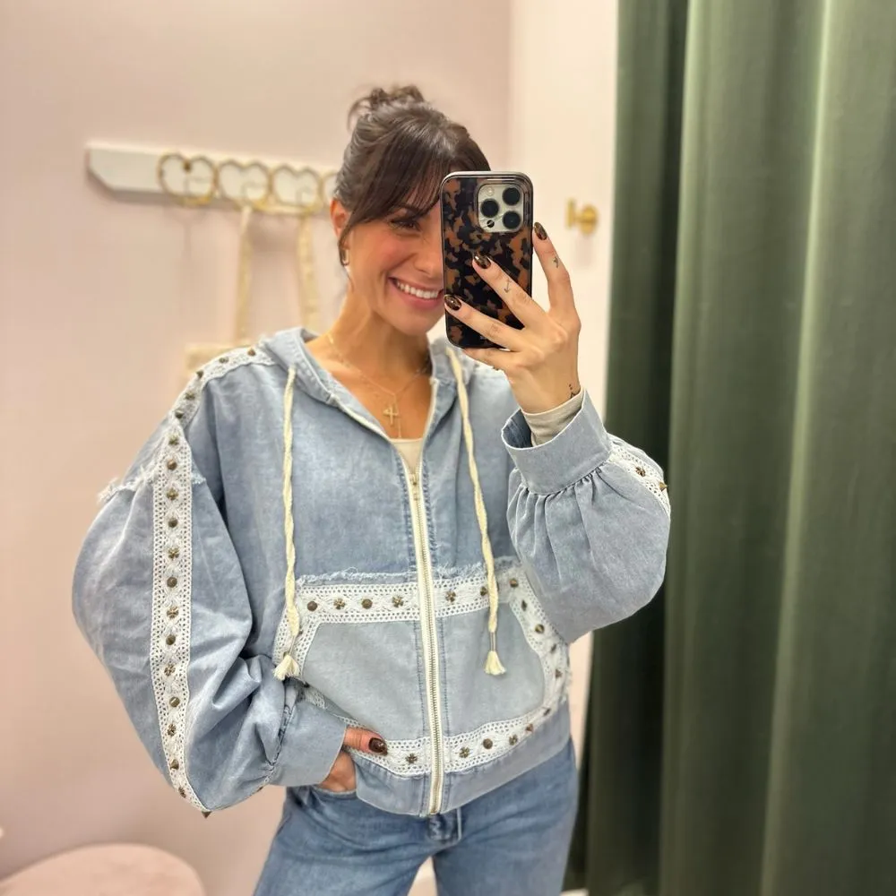 POL Hooded Demin Jacket - Vintage wash