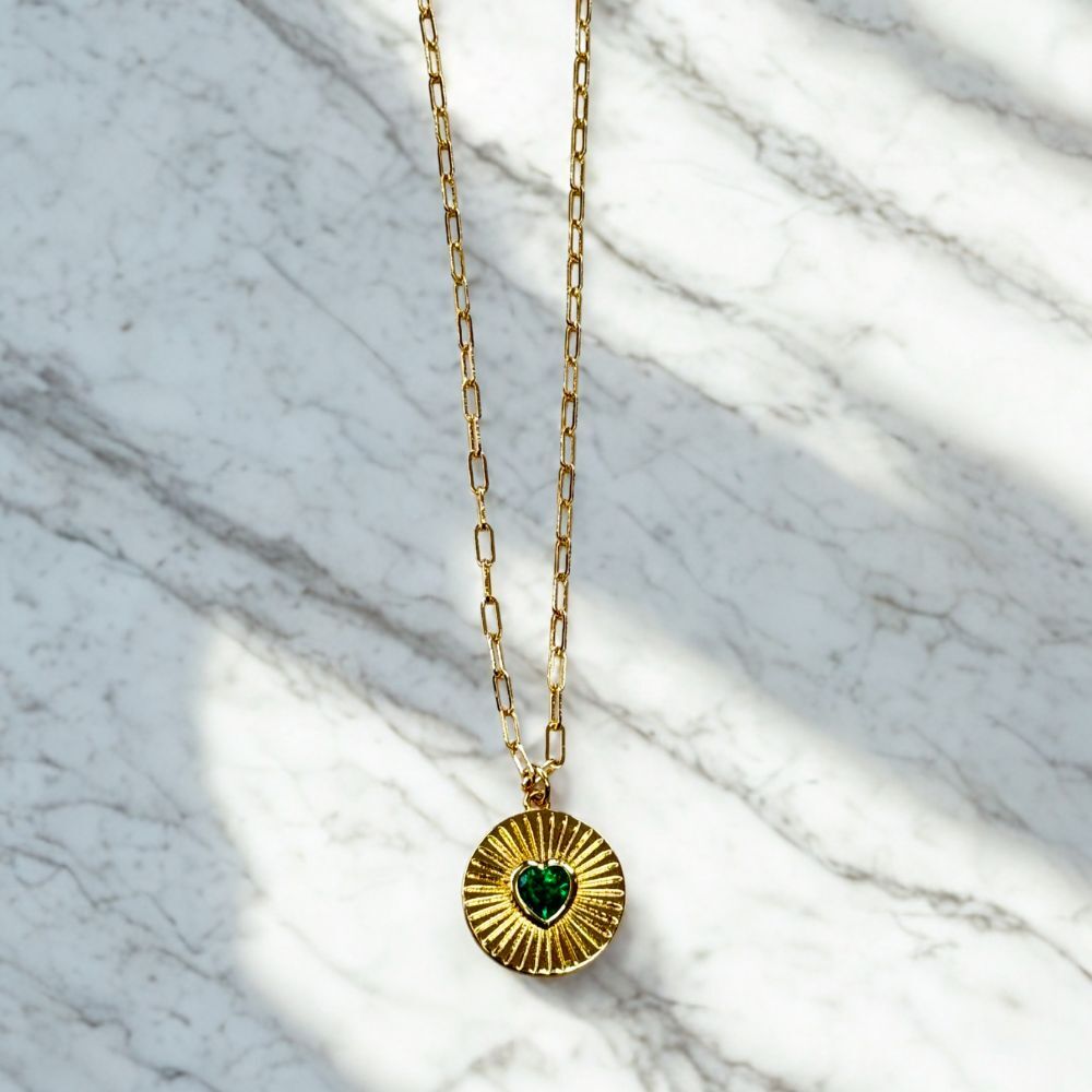 Emerald Heart Halo Necklace
