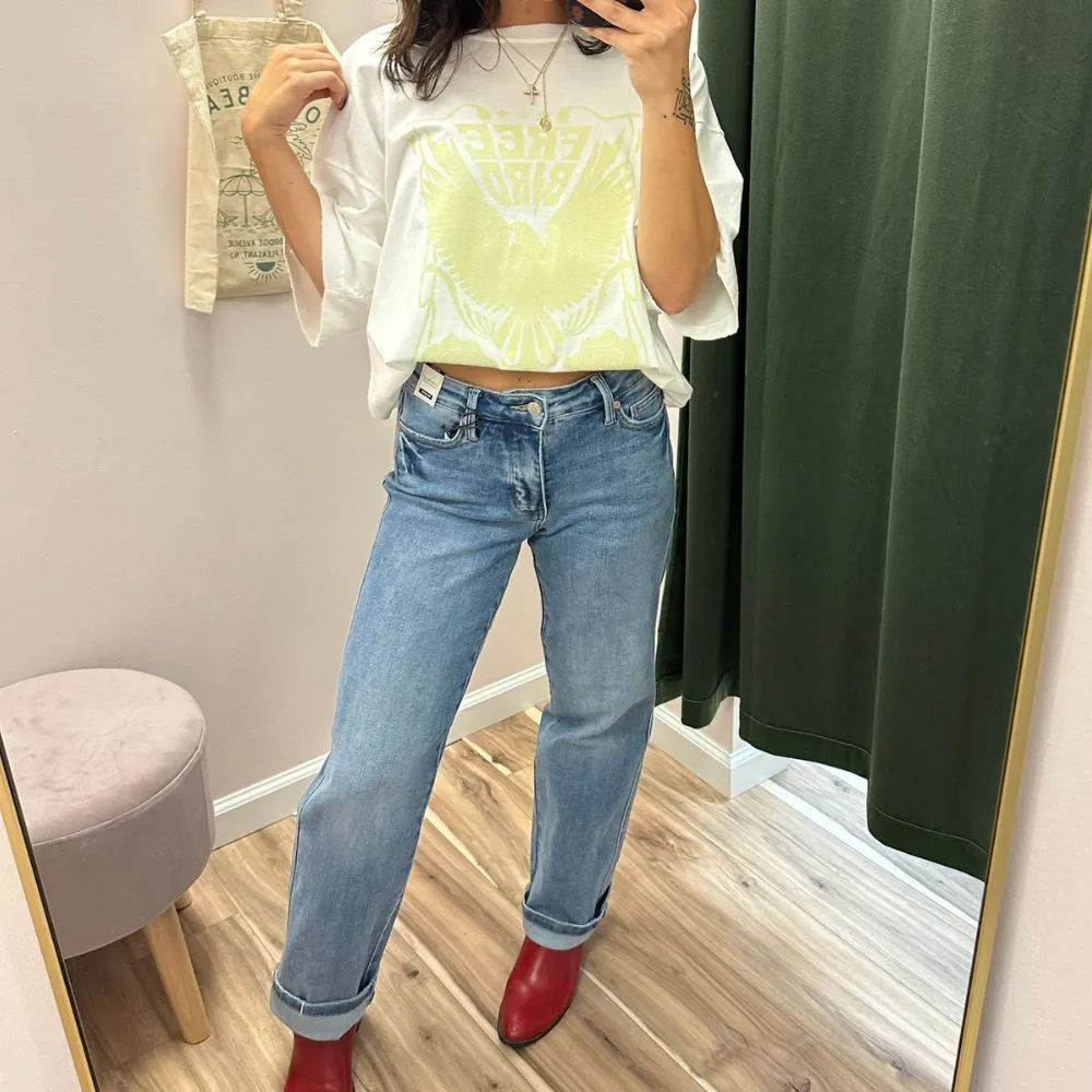 Judy Blue Midrise Tummy Control Vintage Wash Straight