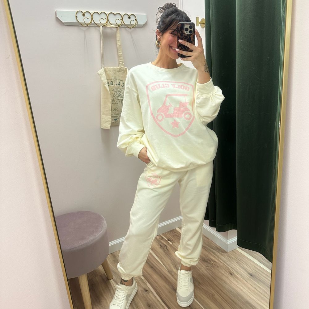 Country Club Cozy Joggers – Cream - Image 2