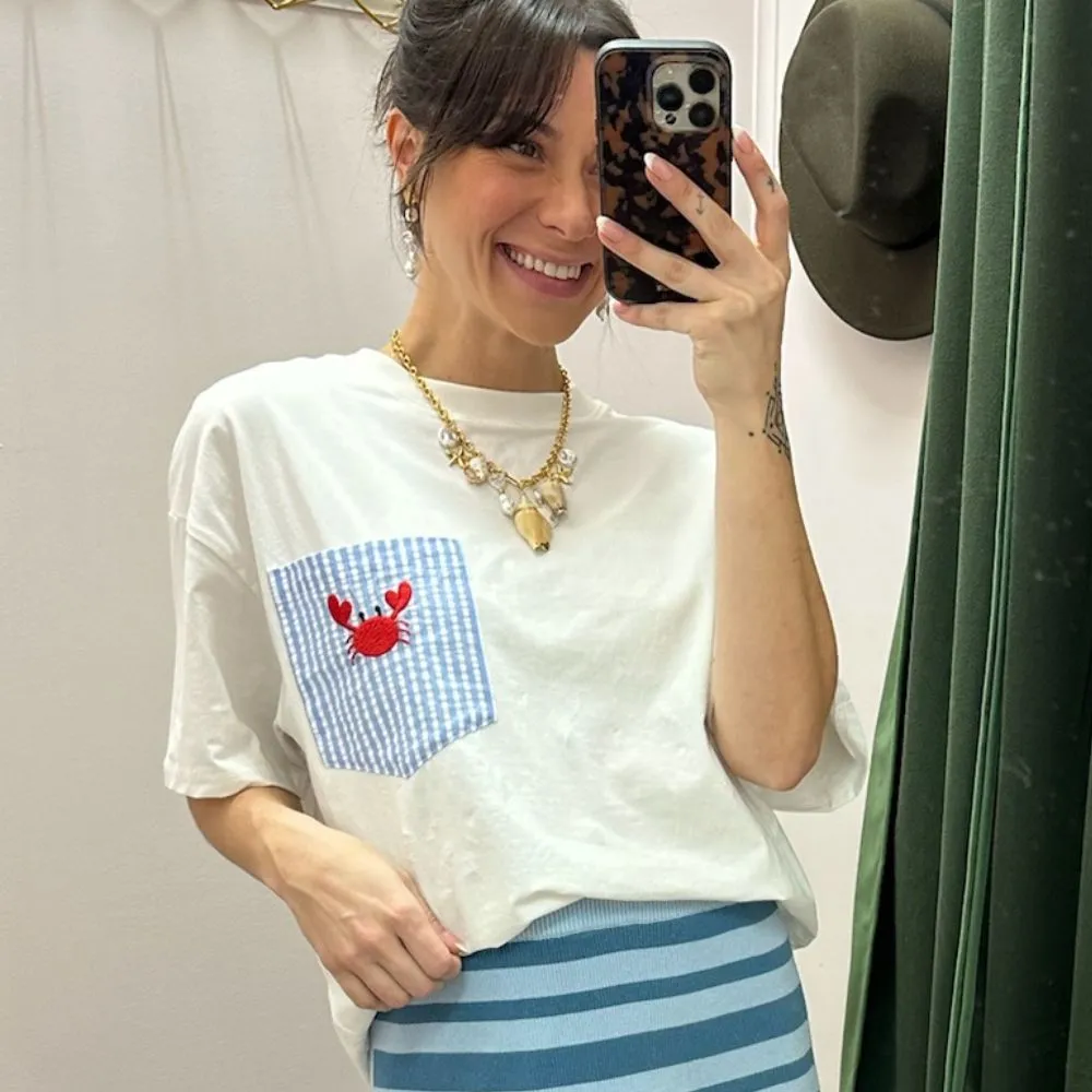 Crab embroidery T- shirt (white) - Image 2