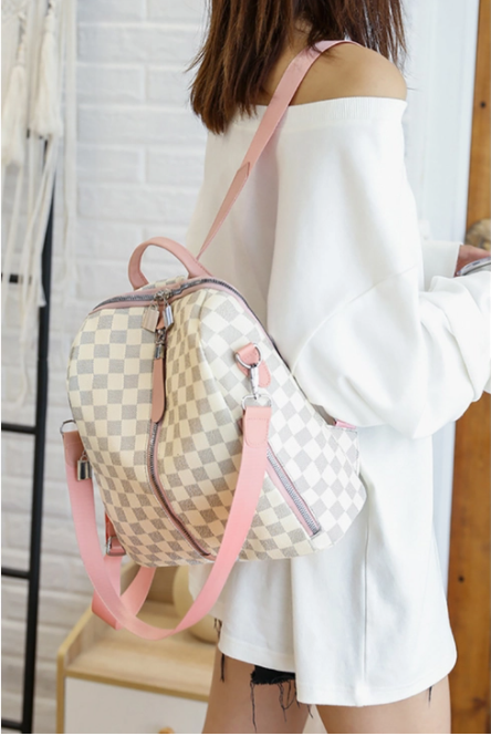 White Checkered Bag - The Mauve Shoppe