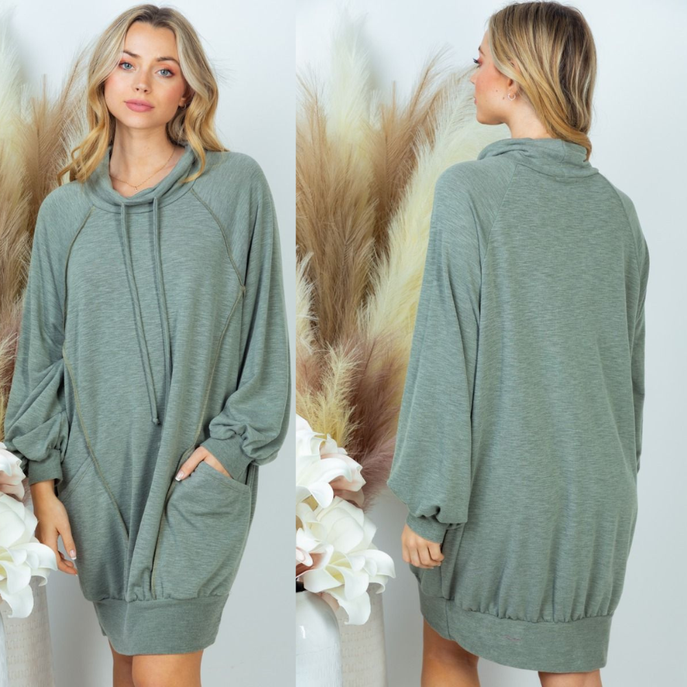 Solid Knit Hooded Dress Mauve Shoppe