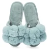 LUXE POM-POM OPEN TOE PLUSH SLIPPERS (Mei Moi)