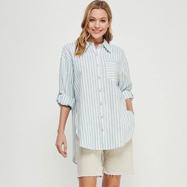 Breezy Linen Boyfriend Shirt - Mauve Shoppe