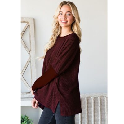 Burgundy Elegance Waffle Top