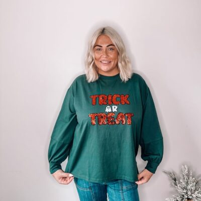 Trick Or Treat Sequin Patch Loose Fit Top
