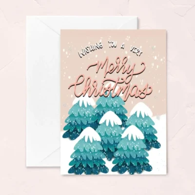Wishing You A Merry Christmas Greeting Card, Tree Farm