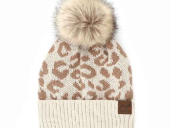 Audrey Leopard Pattern Pom Beanie