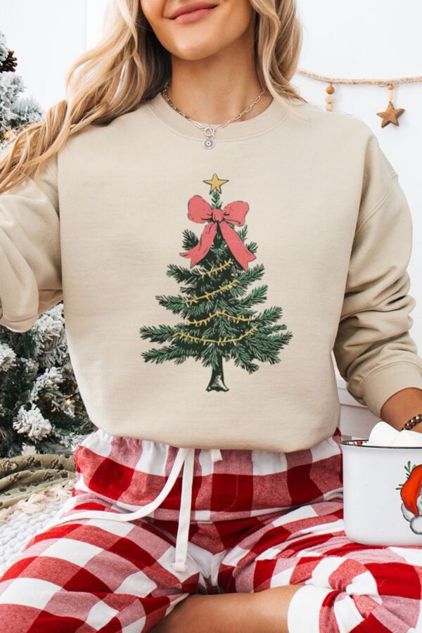 Coquette Bow Christmas Tree Holiday Sweatshirt