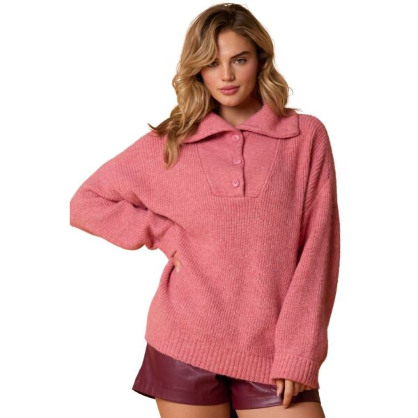 Cozy Charm Buttoned Knit Sweater - Image 2