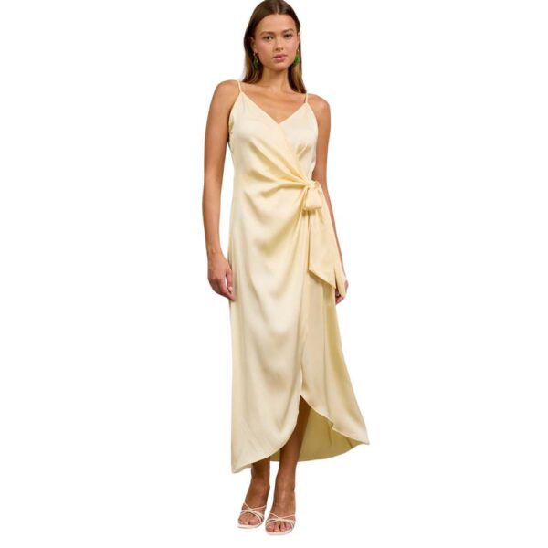 Skies Are Blue Satin Wrap Tie Midi Dress - Image 2