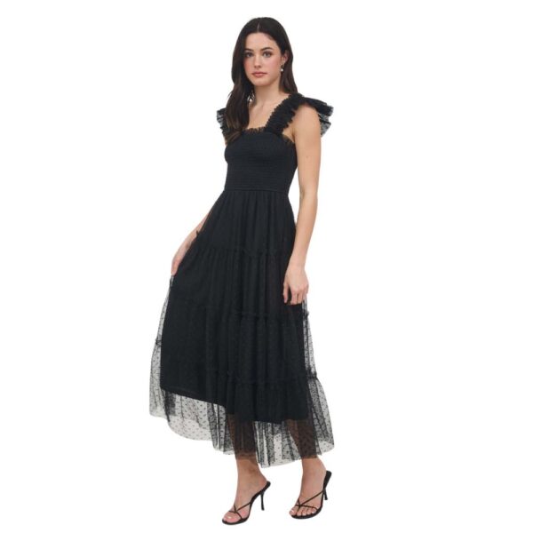 Polka Dot Chiffon Smocked Tiered Midi Dress - Image 2