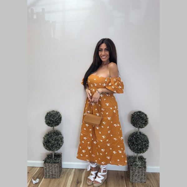 Endless Blu Wildflower Puff Sleeve Midi