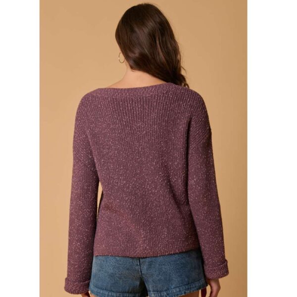 Soft Touch V Neck Long Sleeve Knit Sweater - Image 2