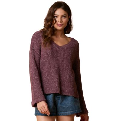 Soft Touch V Neck Long Sleeve Knit Sweater