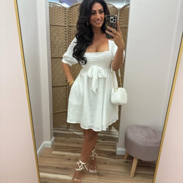 Pleated Babydoll Puff Sleeve Dress