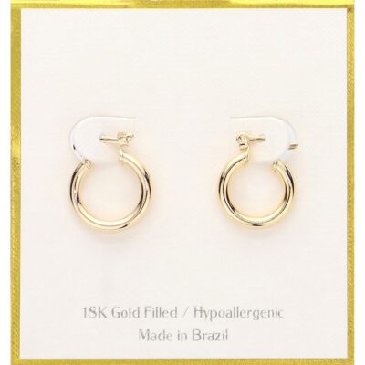 18K Gold Filled Mini Hoop Earrings – Hypoallergenic Made in Brazil