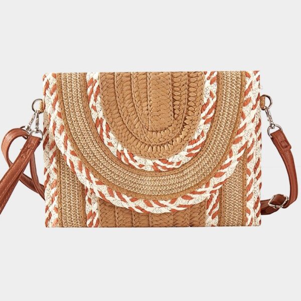 Boho Straw Crossbody Clutch Bag - Image 4