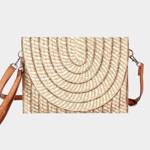 Boho Straw Crossbody Clutch Bag - Image 3