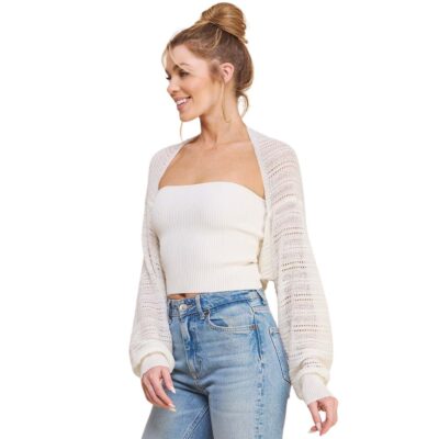 Allie Rose Lurex Shimmer Pointelle Knit Shawl