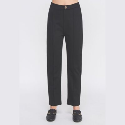 black dress pants front seam on each leg