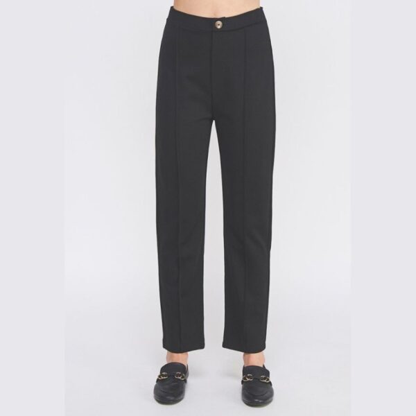 black dress pants front seam on each leg