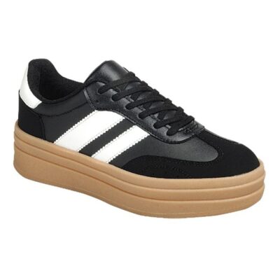 City Stride Platform Sneakers – Black & White