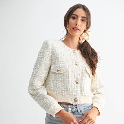 Elegant Textured Knit Wool Jacket