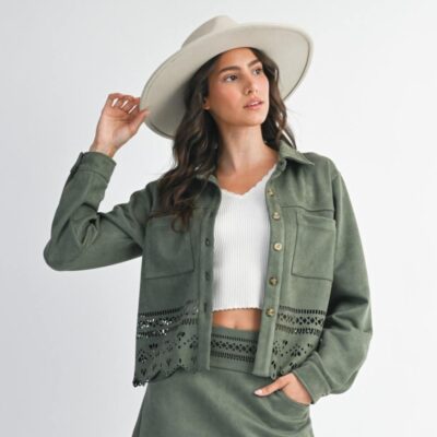 Sage Lasercut Detail Jacket