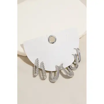 Mixed Rectangular Hoop Earrings Set RH