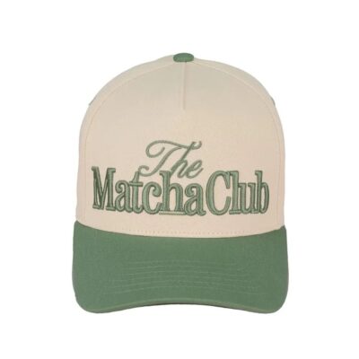 beige trucker hat with green bill
