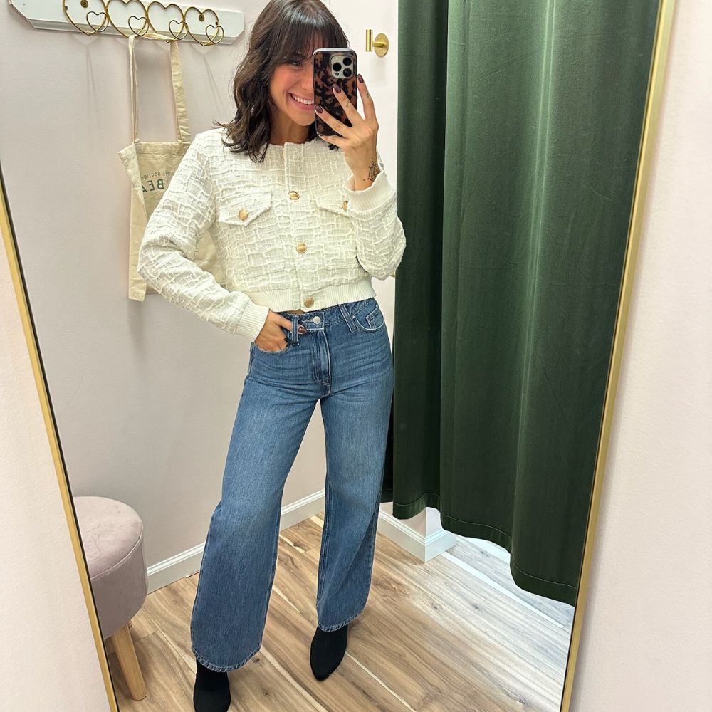 Elegant Textured Knit Wool Jacket - Image 2