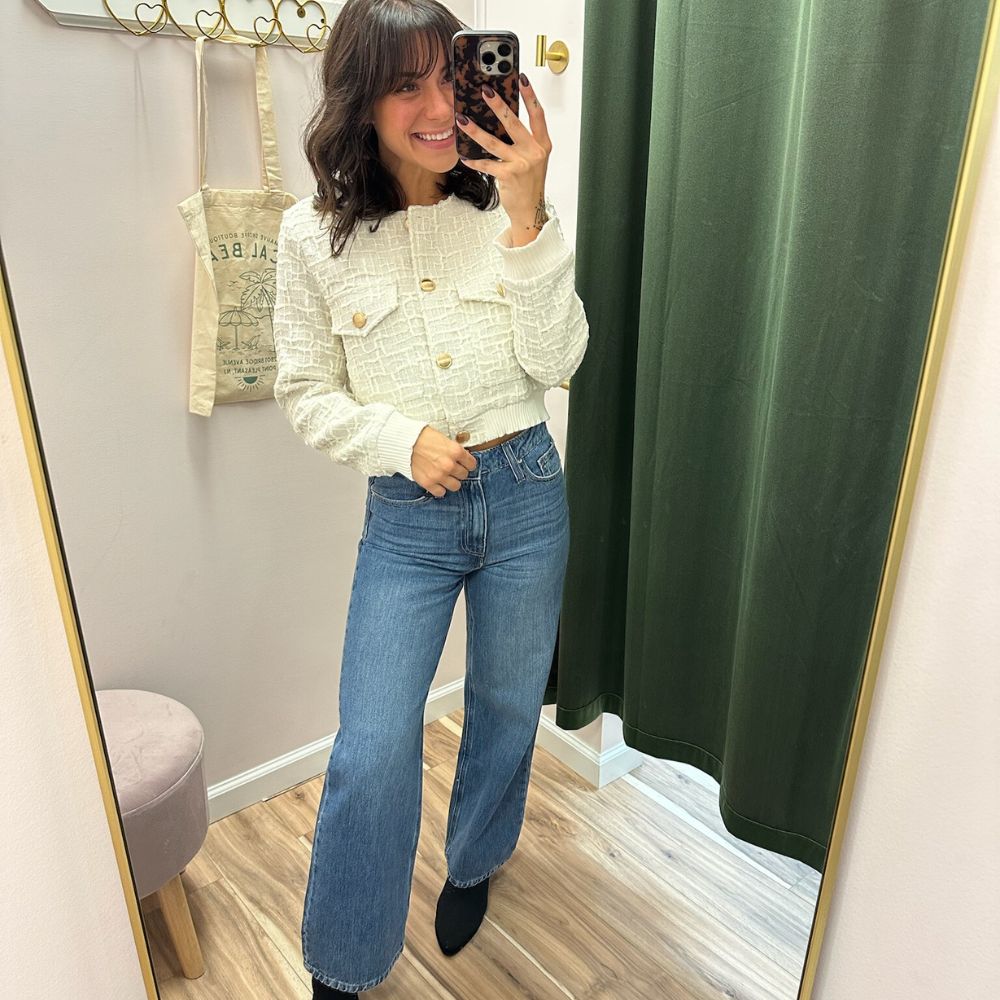 Elegant Textured Knit Wool Jacket