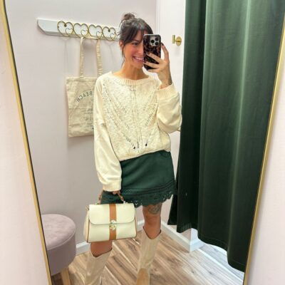Sage Lasercut Mini Skirt