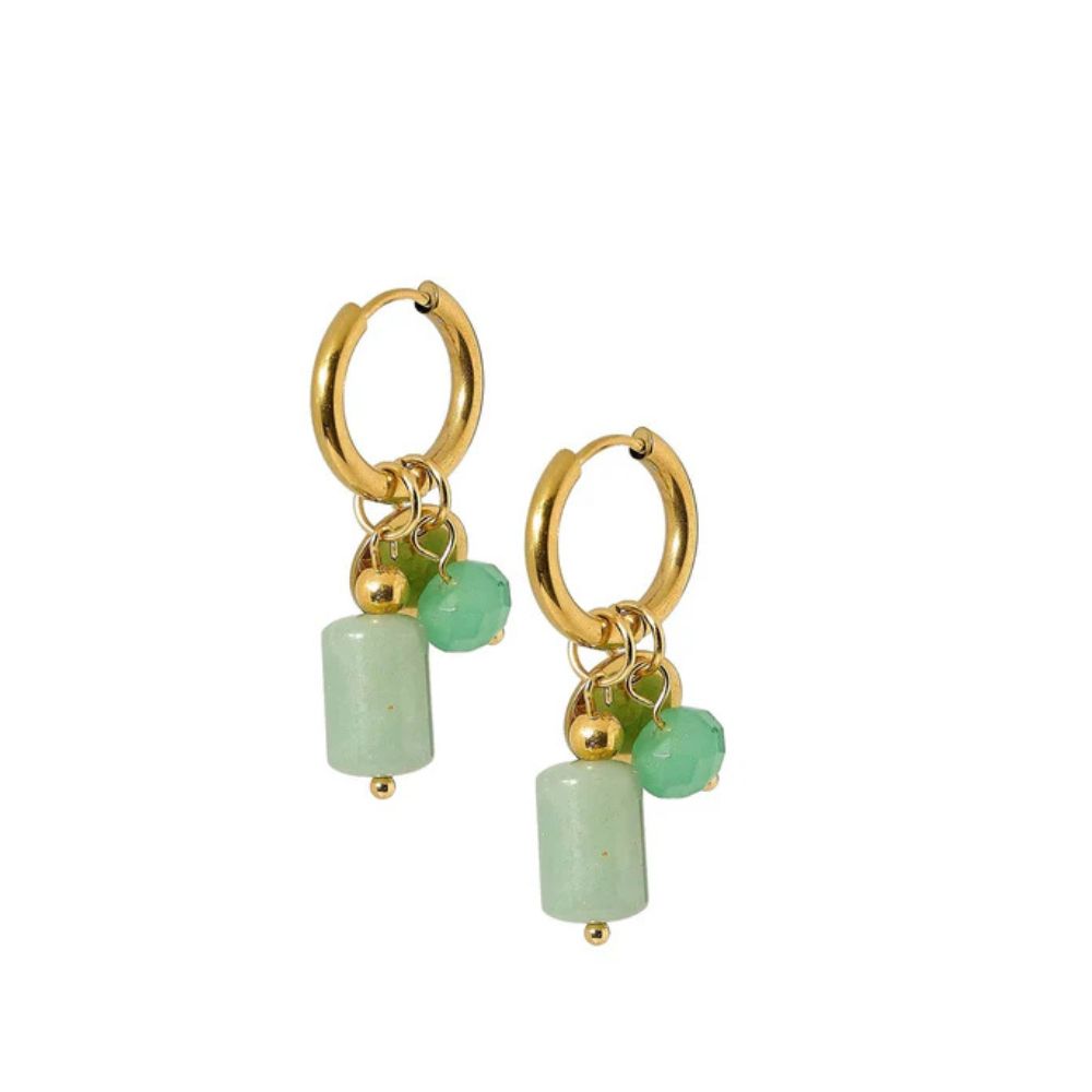 Huggie Charm Earings -Evergreen