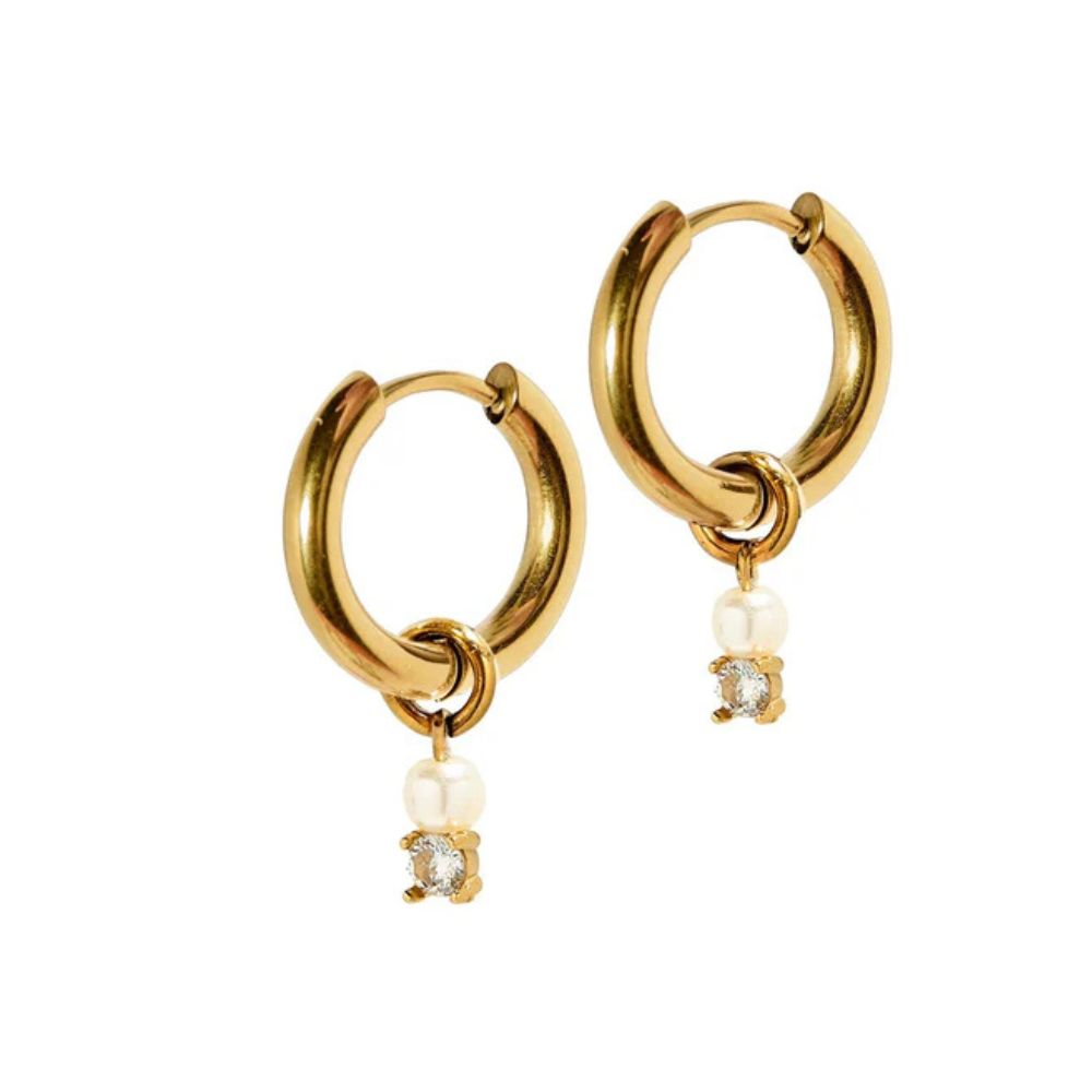 Huggie Charm Earrings - Jo Gold