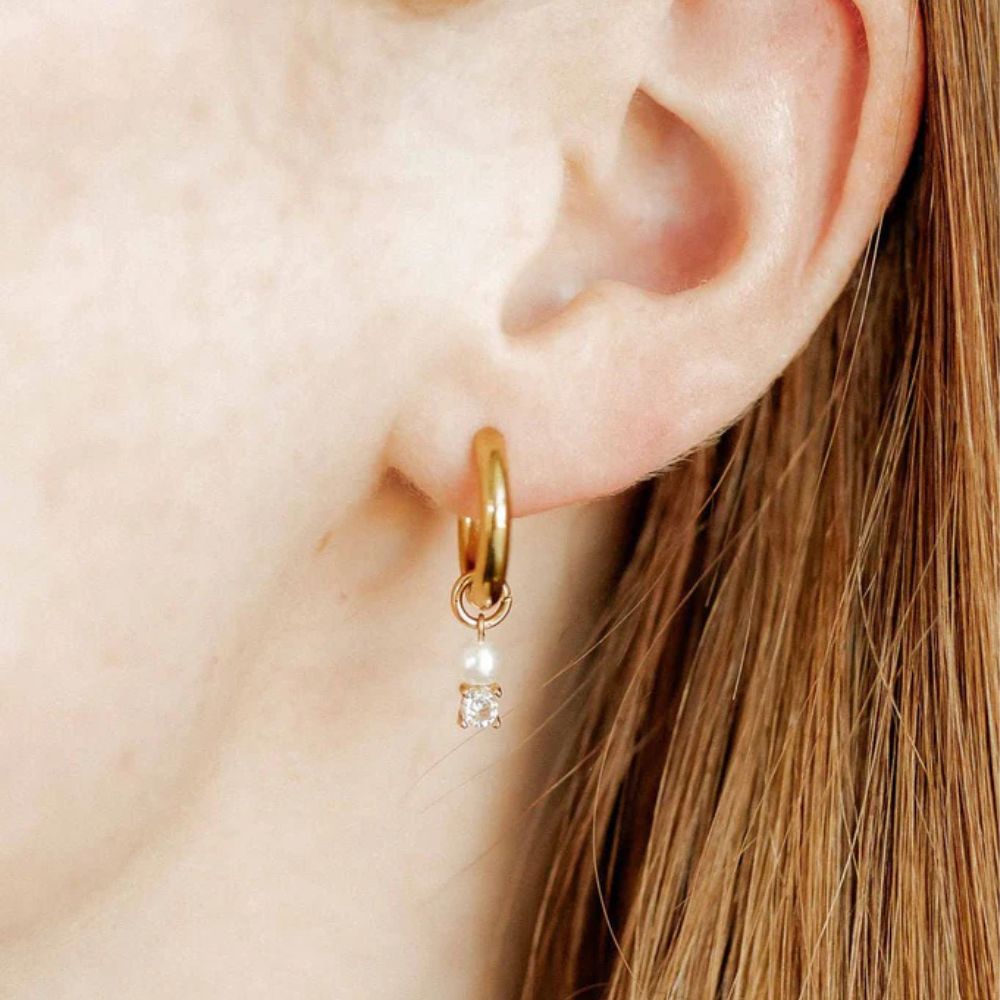 Huggie Charm Earrings - Jo Gold - Image 2