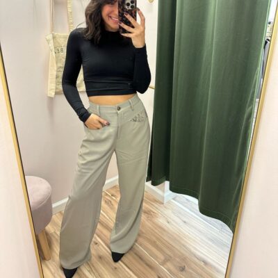 Twill Girdle Pocket Wide Pants