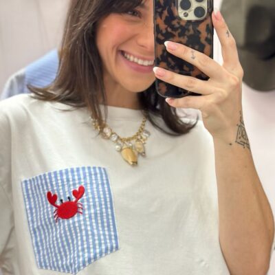 Crab embroidery T- shirt (white)