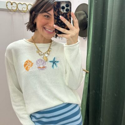 Sunday Edition Round Neck Long Sleeve Beach Lightweight Sweater